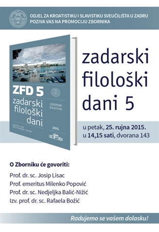 Promocija zbornika Zadarski filološki dani V